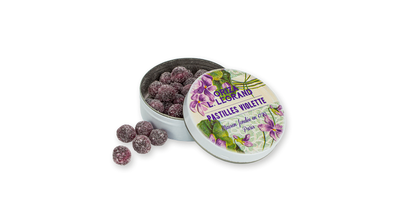 Pastilles Violettes artisanales et biologiques fabriquées en France Oriza L. Legrand